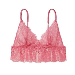 New Victoria's Secret Pink and Gold Metallic Threading Eyelash Lace Bralette